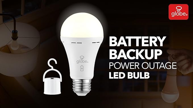 6 Pack Globe Power Reserve Battery Backup Bulbs + 2 Portable Sockets • Up to 10 HR Battery Life